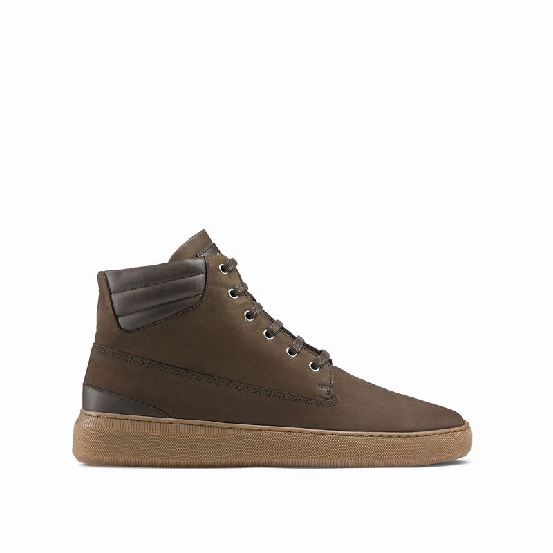 Brown Russell And Bromley Landmark Men's High Top Sneakers | QNX5764PB