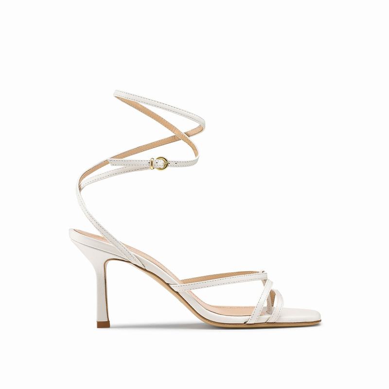 Cream White Russell And Bromley Martini Women's Heeled Sandals | AKC249HJ