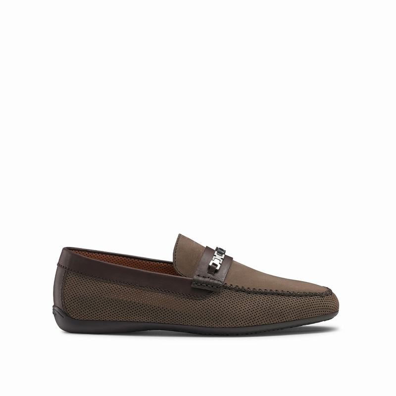 Khaki Russell And Bromley Crossover Men's Loafers | UZE2977AT