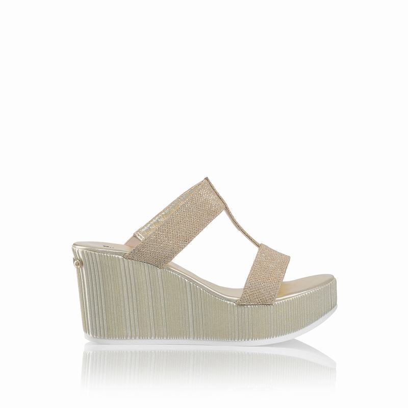 Metallic Russell And Bromley Pukka Mid Women's Wedge Sandals | TPM8867OD