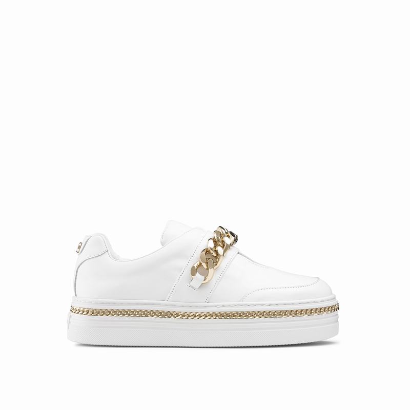White Russell And Bromley Lockchain Women's Platform Sneakers | DQL9591KF